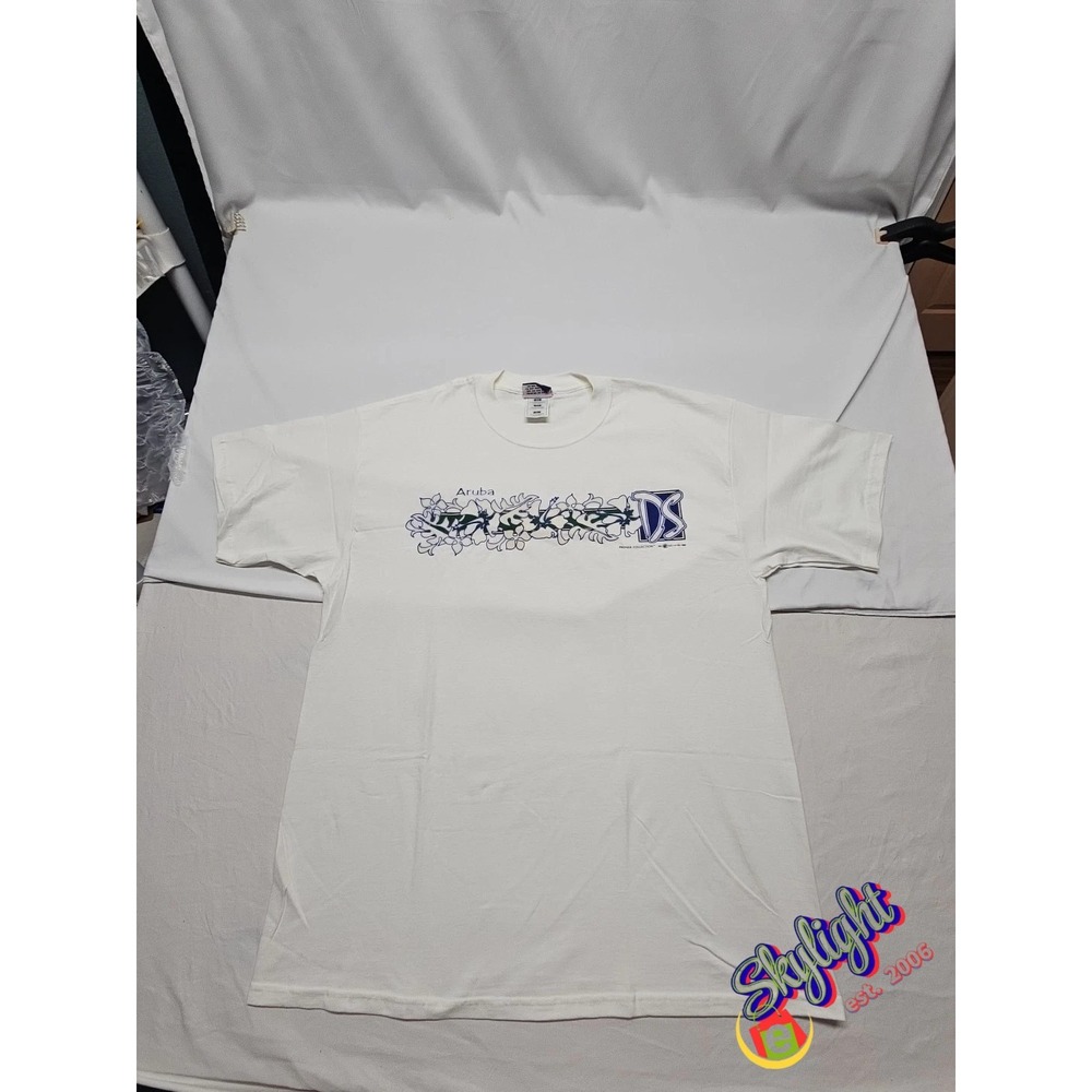 Del Sol Mens White Aruba Shirt Heavyweight Double‎ Sided Coral Flowers 1999 Xl